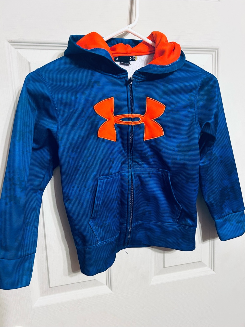 Under Armour Boys Blue Hoodie with Orange Logo